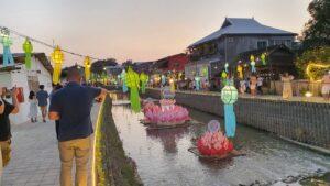 チェンマイ人気運河・ロークラトン祭飾り